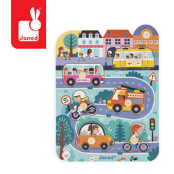 Puzzle drewniane W mieście 6 elementów, 18 m+, Janod