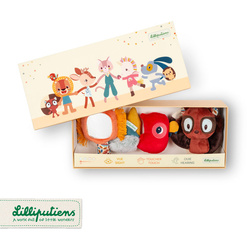 Lilliputiens Zestaw multisensoryczny Lew Jack – 3 zabawki sensoryczne dla niemowląt 0m+