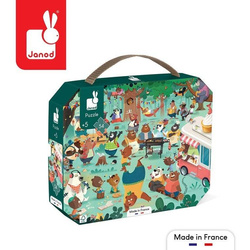 Janod Zestaw puzzli w walizce Rodzina misiów 54 el. – puzzle dla dzieci 5+ Made in France