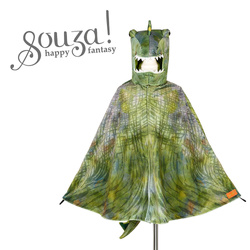 Souza! Kostium Zielony T-Rex – peleryna z kapturem i maską dinozaura dla chłopca 4–7 lat