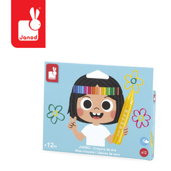 Janod Kredki woskowe 12 kolorów dla dzieci 12m+